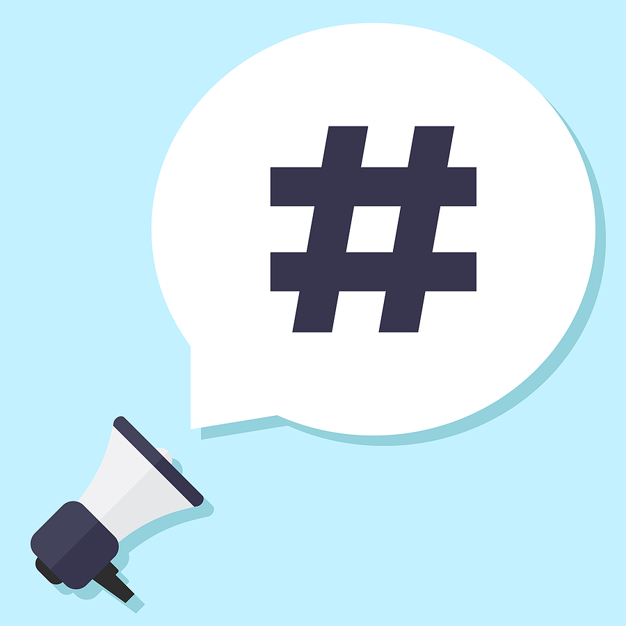 Clipart microphone with a hashtag